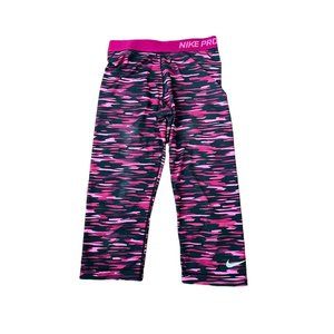 NIKE PRO DRI FIT Woman’s  Capri Tights Leggings Pink Camo size Medium